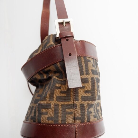 Authentic Preowned Vintage Fendi Brown Zucca Bucket Handbag - Picture 7 of 16